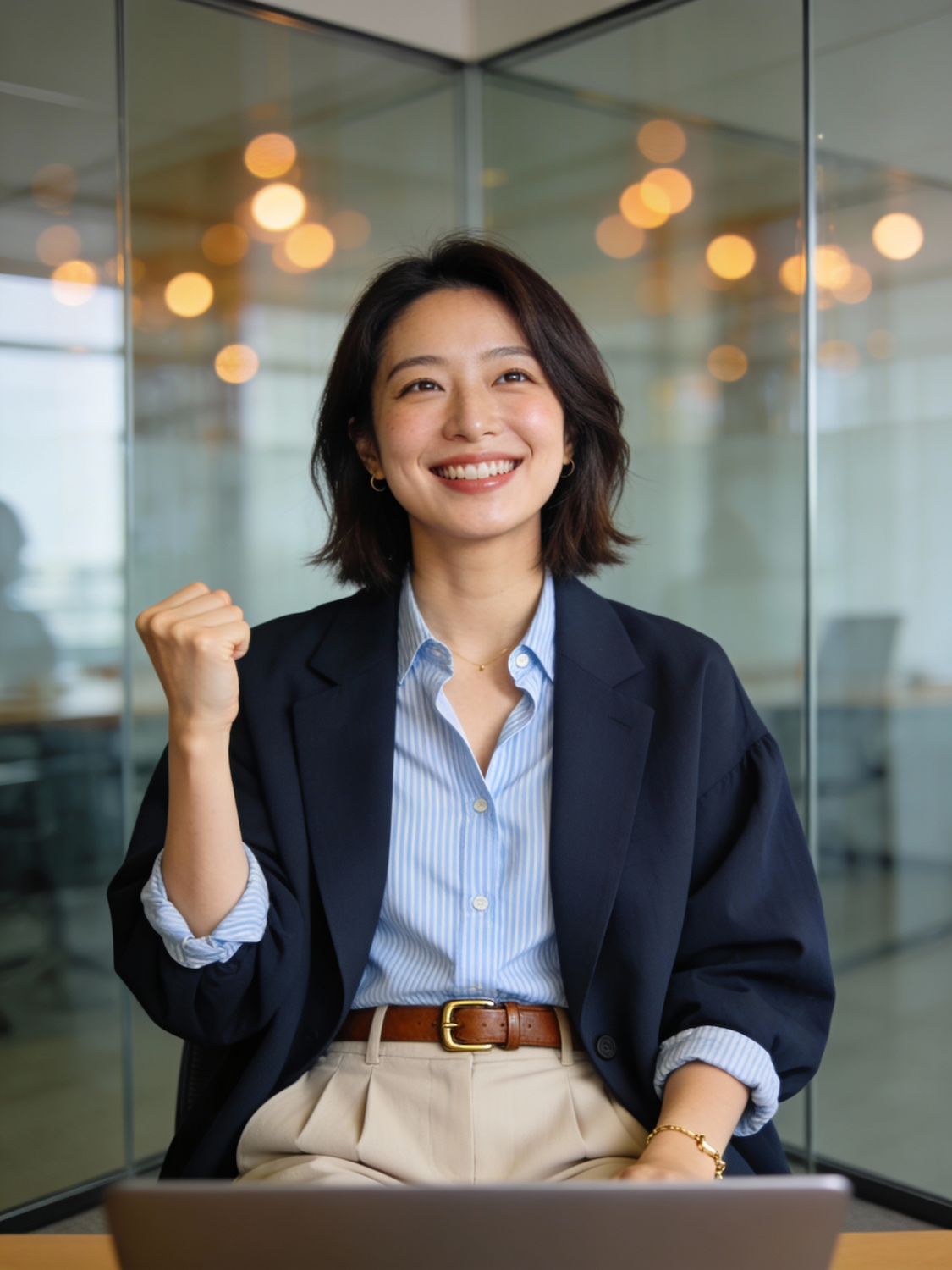 A salesperson confidently navigating a challenging client interaction, demonstrating resilience fostered by transformational leadership principles.