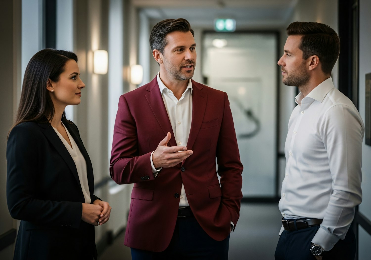 Two individuals engaging in a sales roleplay scenario, practicing communication and negotiation skills in a simulated environment.