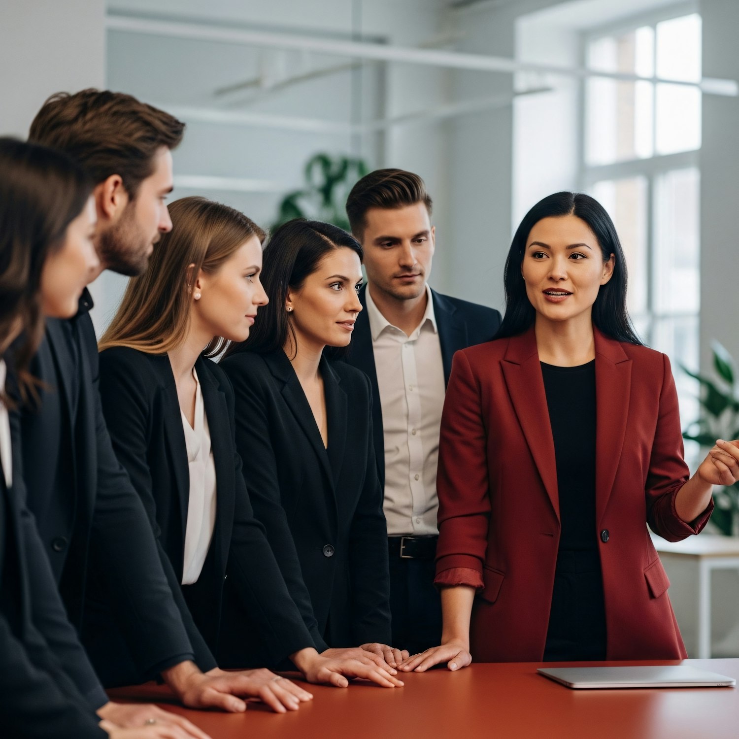 A sales leader coaches a team member, guiding them with action-oriented language to transform challenges into learning opportunities and foster accountability.