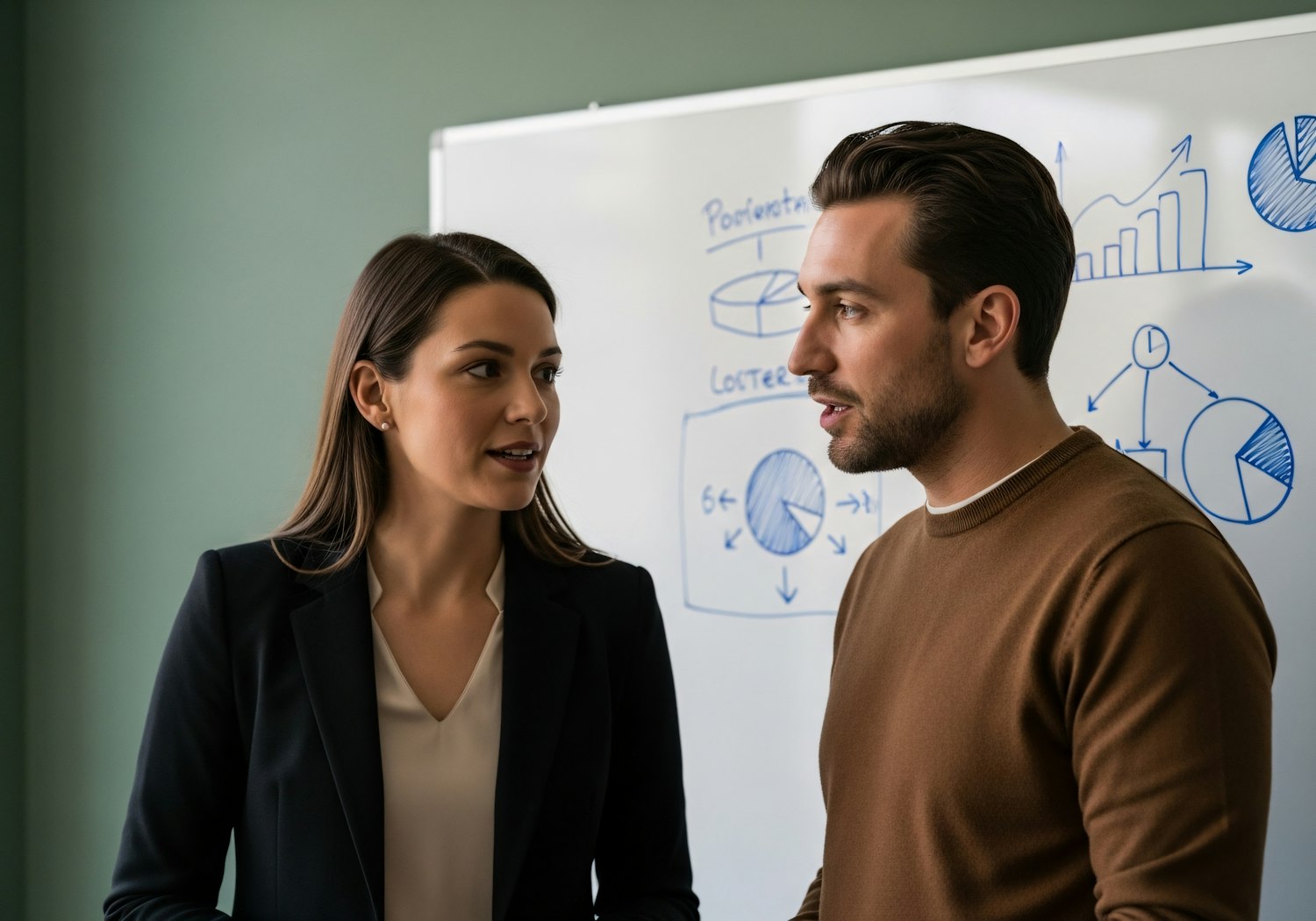 A sales professional attentively listening to a client during a meeting, demonstrating strong emotional intelligence and active listening skills.