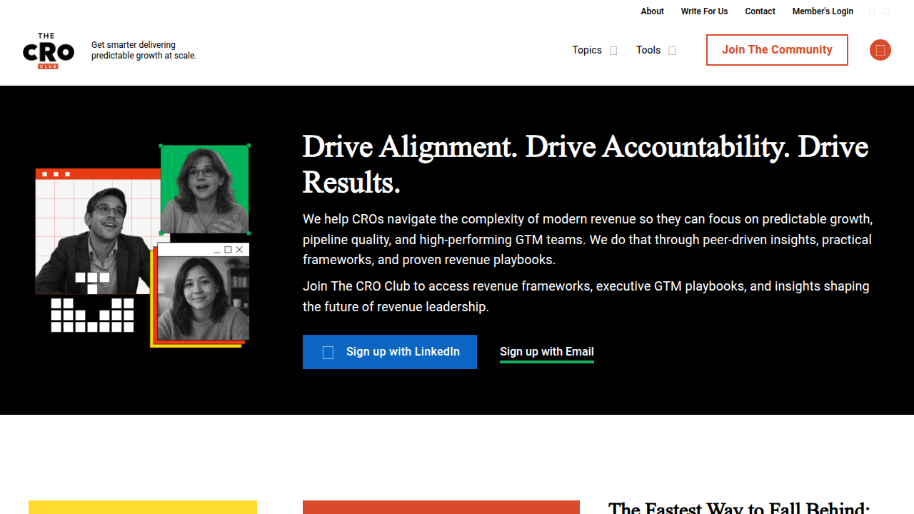 Screenshot of CRO Club's homepage, featuring comparisons and guides on sales leadership courses.