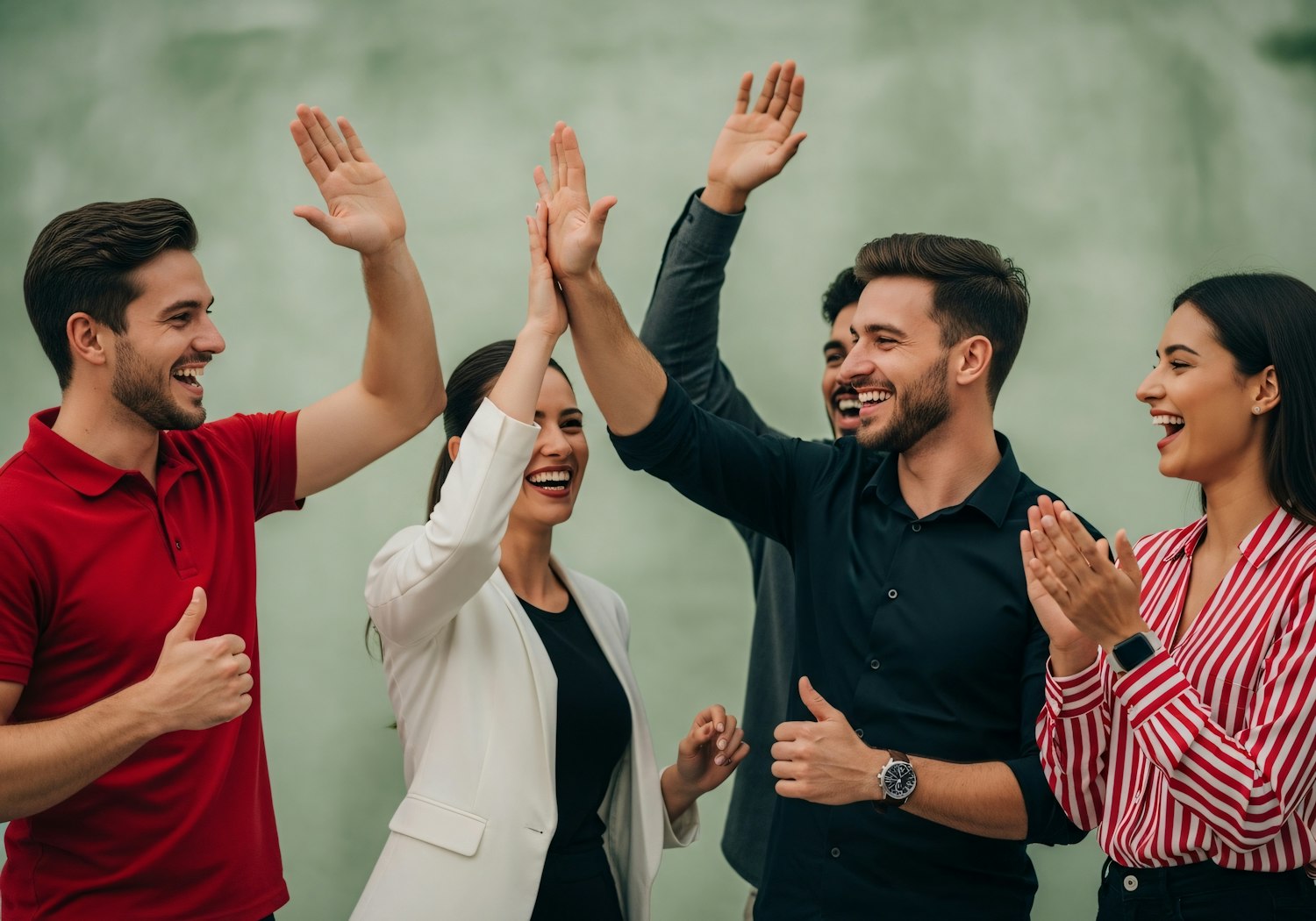 An image of a sales professional celebrating a successful outcome, symbolizing career advancement and achievement.
