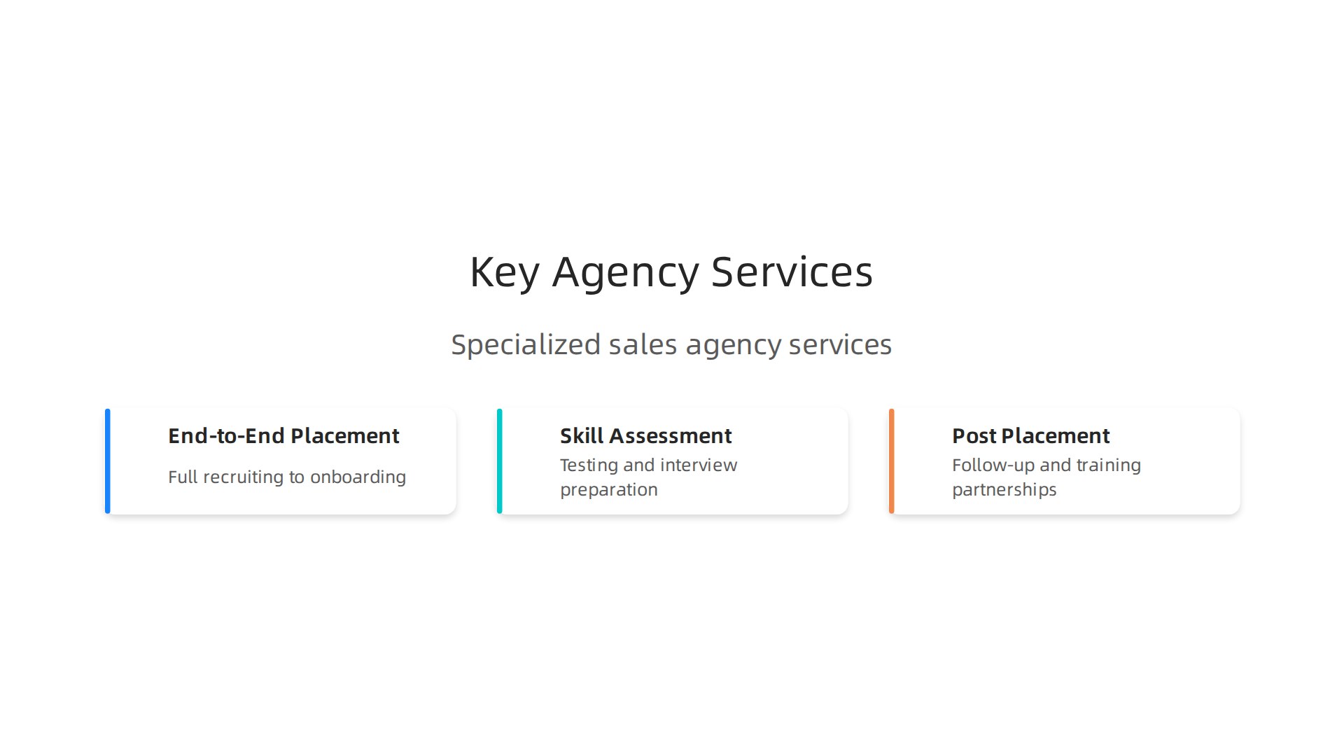 Specialized sales talent agencies provide end-to-end placement, skill assessment, interview preparation, and post-placement support.