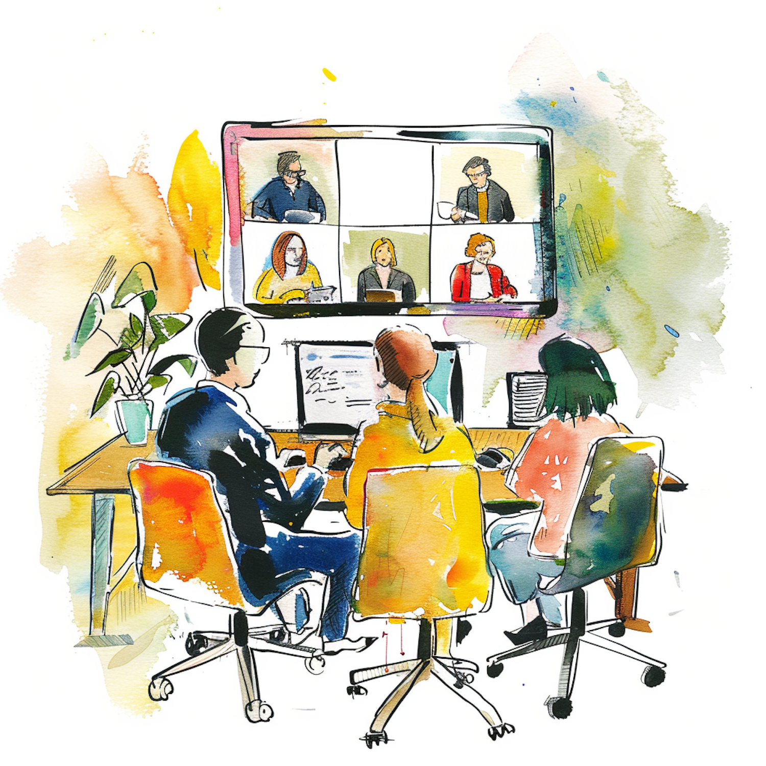 A diverse team collaborating remotely, leveraging AI tools, reflecting the expanding reach and global nature of modern recruitment.