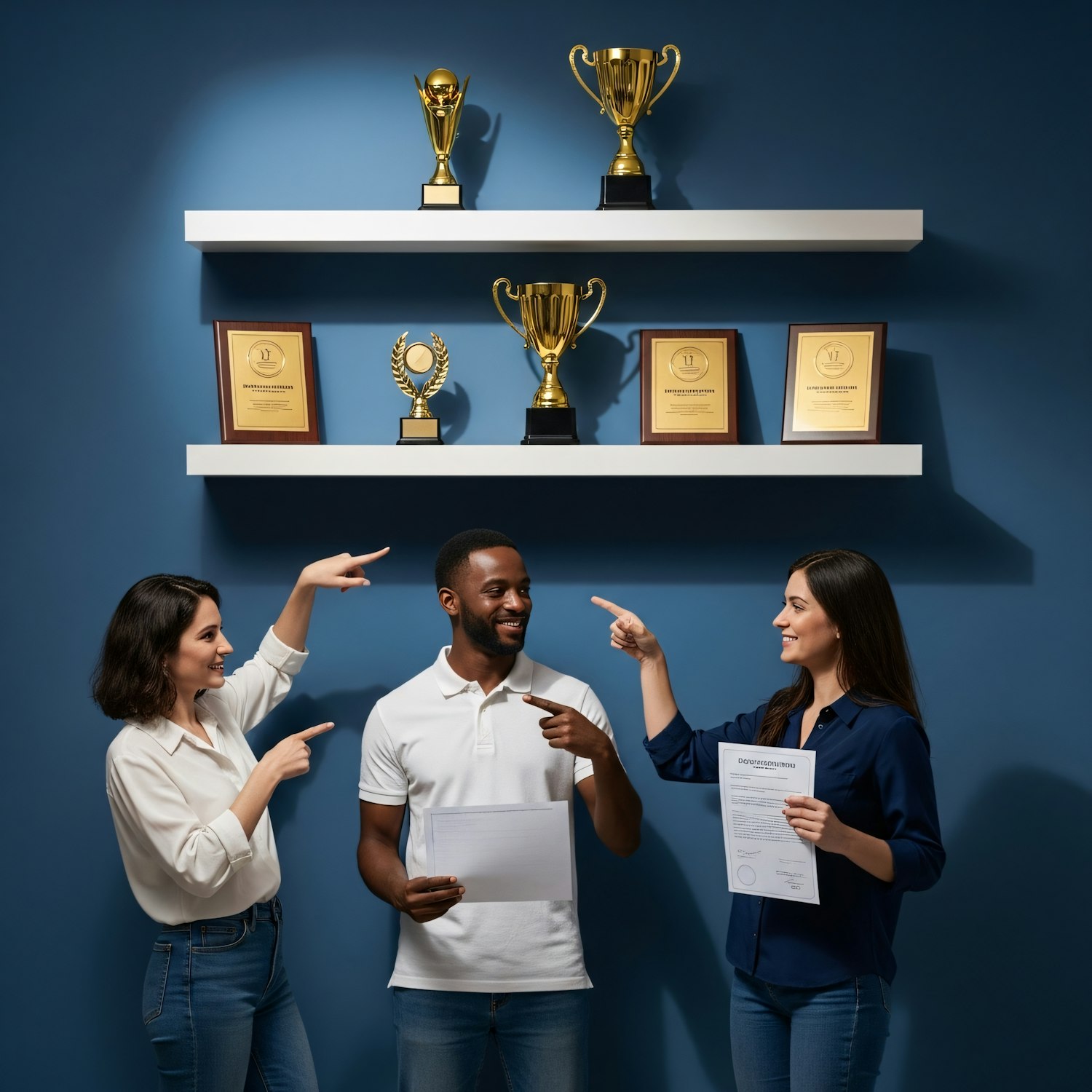 Colleagues celebrating a promotion or career milestone, reflecting the clear and rewarding path within sales enablement roles.